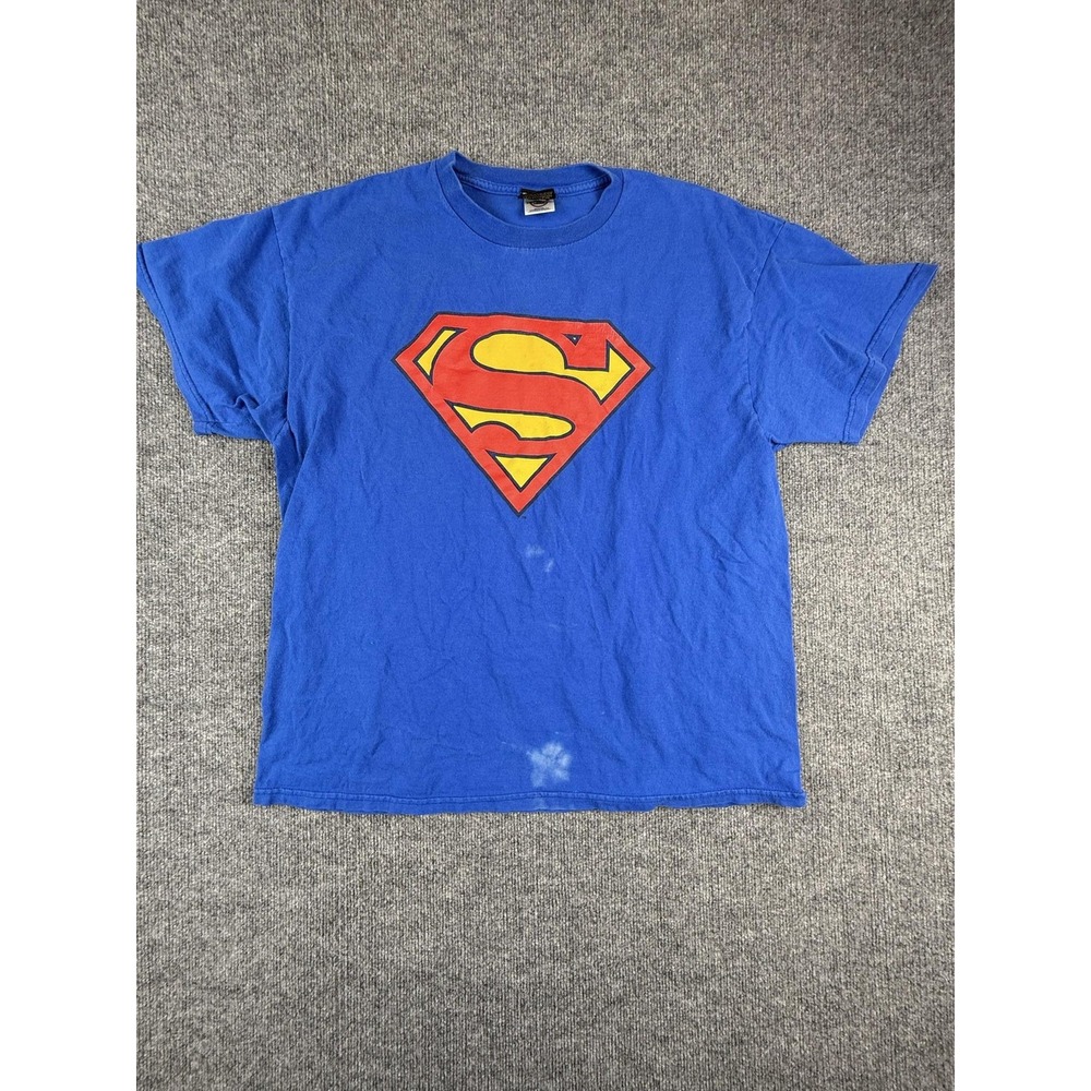 Vintage Superman Shirt Mens XL Blue Logo Graphic Warner Bros 2001 Delta Tee